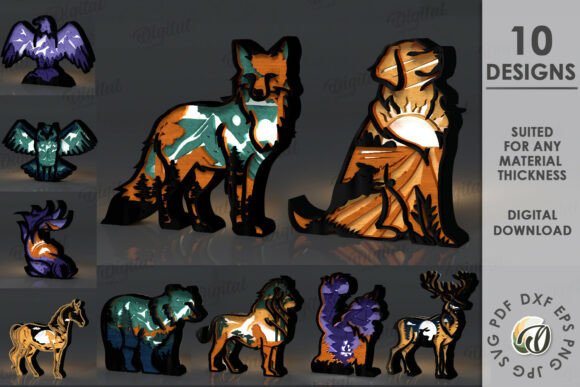 3D Animals Nightlights Bundle Laser Cut