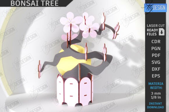3D Bonsai Tree Laser Cut DIY Orchid