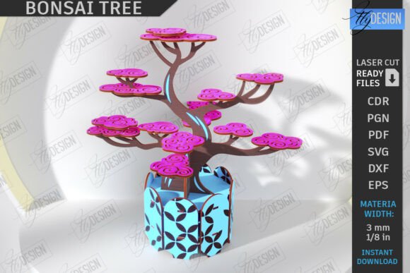 3D Bonsai Tree Laser Cut DIY Sakura