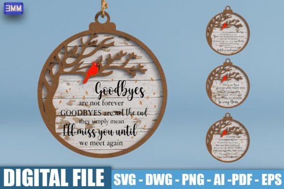 3D Cardinal Memorial Ornament SVG DXF