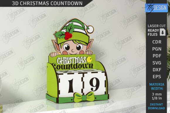 3D Christmas Countdown Laser Cut Xmas