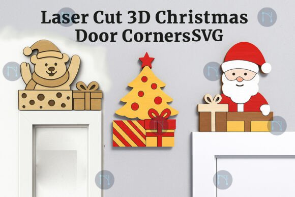 3D Christmas Door Corner SVG Bundle