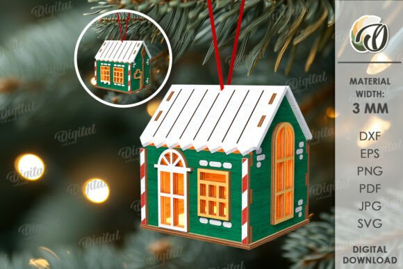 3D Christmas House Tree Ornament Laser Review
