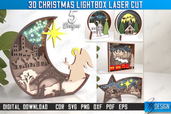 3D Christmas Lightbox Laser Cut Bundle