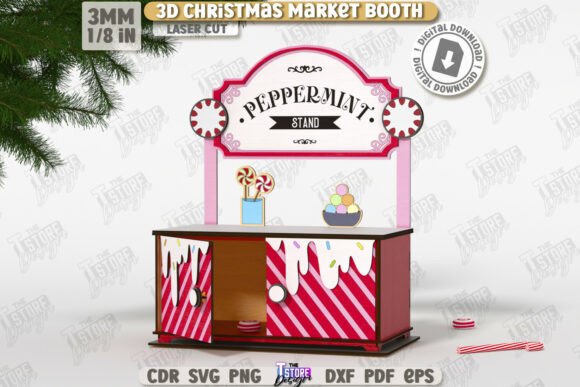 3D Christmas Market Booth Laser Cut CNC