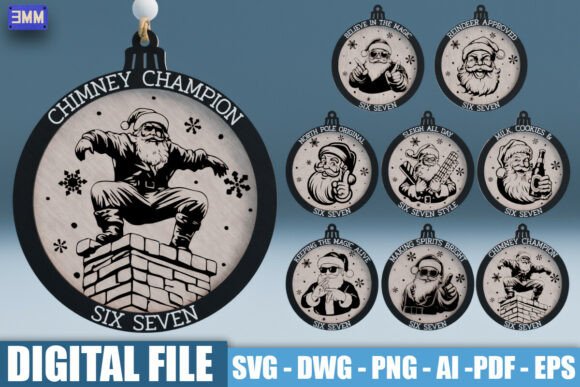 3D Cool Santa Ornament SVG DXF