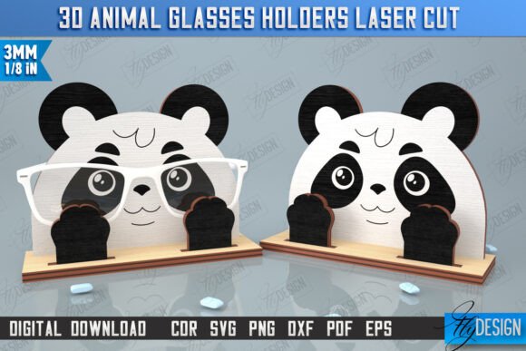 3D Glasses Holder Laser Cut Panda for Embroidery Projects