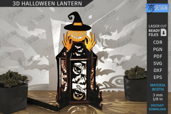 3D Halloween Lantern Laser Cut Holiday