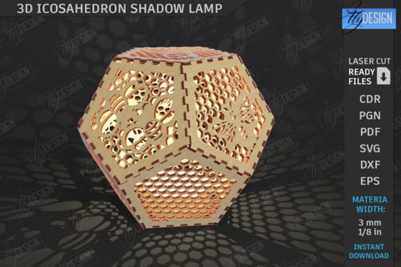 3D Icosahedron Lantern Laser Cut Lamp