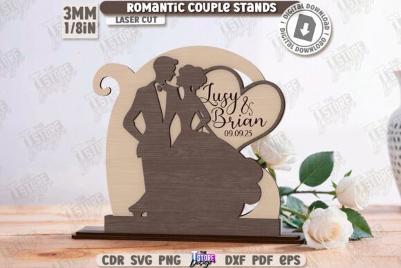 3D Romantic Couple Stand Laser Cut Love