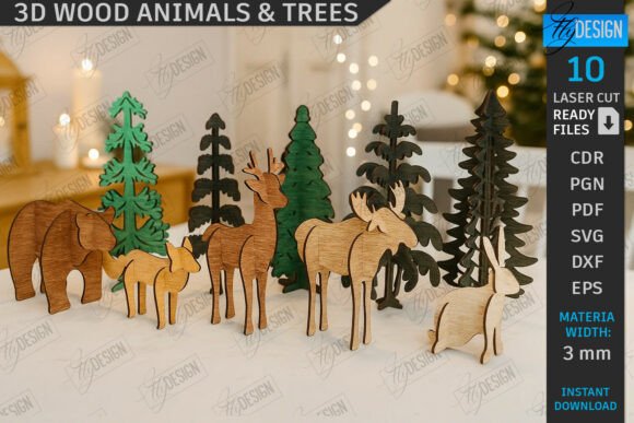3D Table Décor Laser Cut Bundle Forest