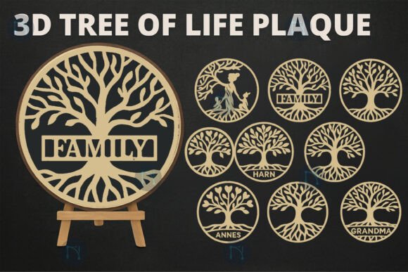 3D Tree of Life Wooden Plaque SVG Bundle