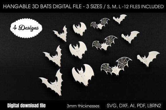 Halloween 3D Bats SVG Laser Cut