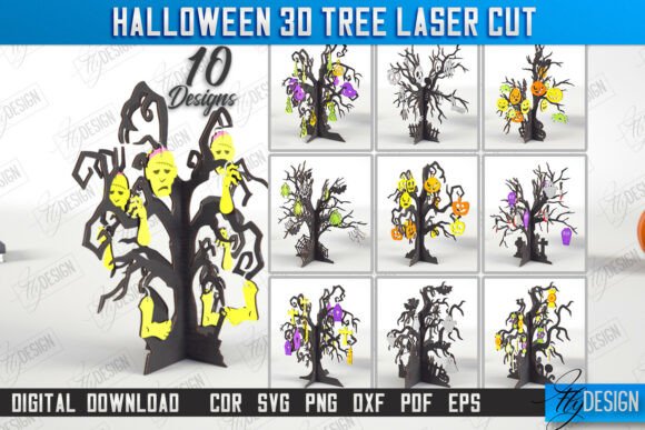 Halloween 3D Tree Laser Cut Bundle CNC