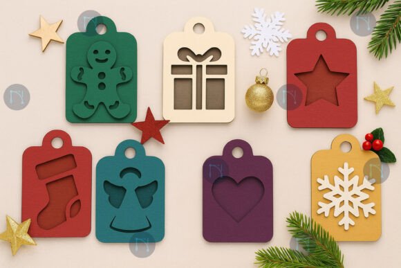 Laser Cut Christmas Gift Tag SVG Bundle