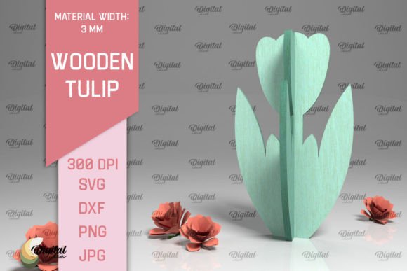 Laser Cut Wooden Tulip. 3D Spring Decor