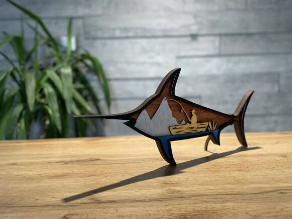 Marlin Fish 3D Lasercut Svg File
