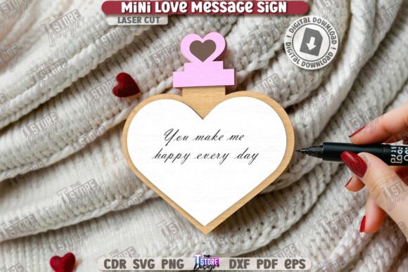 Mini Love Message Sign Laser Cut Notes