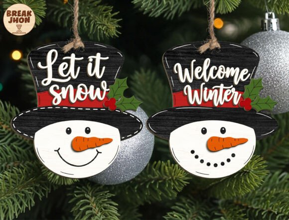 Snowman Ornament Laser Cut File Svg
