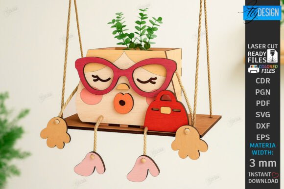 Swing Planter Laser Cut Wooden Animal